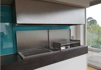 Stainless Steel Canopy with Drop-in Wood and 3burner Hob Gas Braais