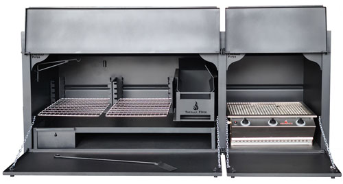 1850 mm De Luxe Combination braai - mildsteel - with divider & Chad-o-Chef 3 Burner Sizzler