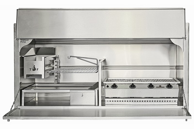 1650 mm DeLuxe Combination braai without divider in 304 stainless & Chad-o-Chef 3Burner Sizzler 