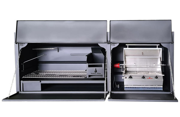 De Luxe 2050mm Combination braai - mildsteel - with 3Burner Chad-o-Chef & Rotisserie