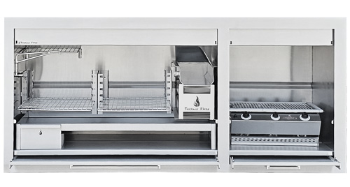 1850 mm Professional Combination braai -304 stainless - with divider & Chad-o-Chef 3 Burner Sizzler