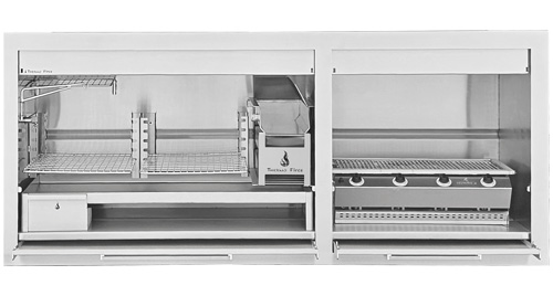 2050 mm Professional combination braai in 304 stainless, with Chad-o-Chef 4 Burner Sizzler