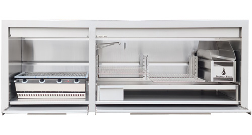 Custom 2250 mm Professional combination braai in 304 stainless - 1400mm Braai & Chad-o-Chef 4 Burner Sizzler