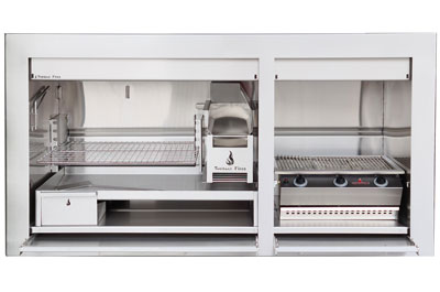 1650 mm Professional Combination braai 304 stainless steel - with divider & Chad-o-Chef 3Burner Sizzler 