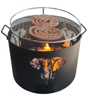 Mildsteel firepit with Elephant & grid