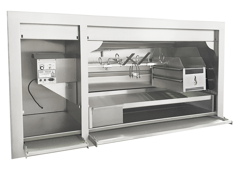 Professional 1200mm Spit Braai with slide-in doors in brushed 304 stainless steel