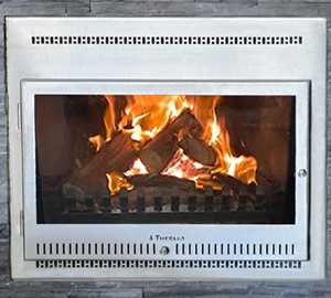 700 mm Contemporary Built-in Fireplace with stainless steel facade & glass door