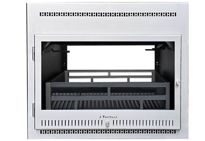 700 mm Contemporary Double-sided Built-in fireplace with s/s facade and doors