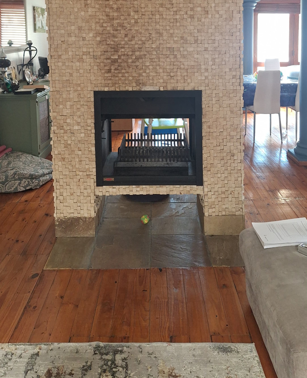 BEFORE - Customer's old existing steel fireplace