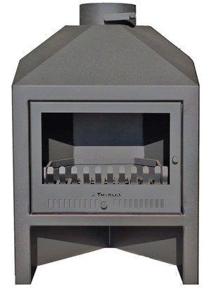 600 mm Corner Freestanding fireplace with Square Pattern on Door