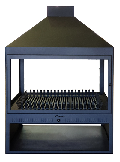 Square glass fireplace